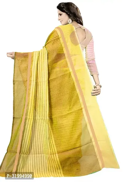 Stylish Yellow Cotton Silk Saree With Blouse Piece For Women-thumb3