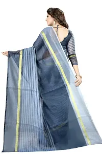 Stylish Grey Cotton Silk Saree With Blouse Piece For Women-thumb3