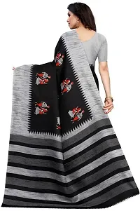 Stylish Black Cotton Silk Saree With Blouse Piece For Women-thumb3