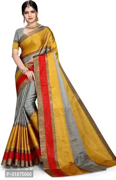 Stylish Multicoloured Art Silk Saree With Blouse Piece For Women-thumb0