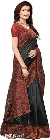 Stylish Black Art Silk Printed Saree With Blouse Piece For Women-thumb2