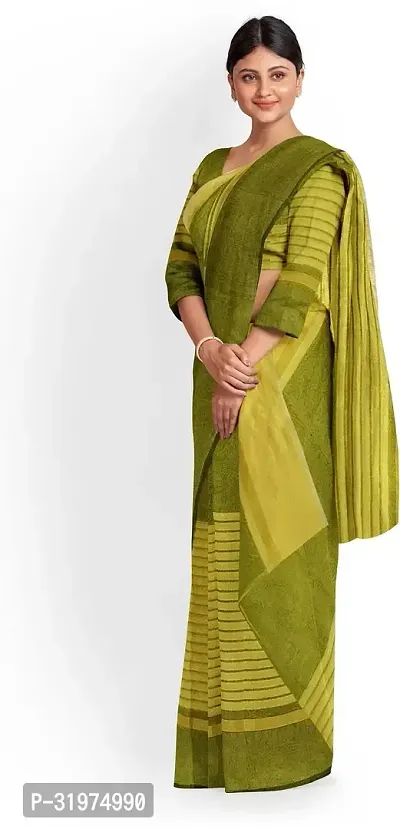 Stylish Yellow Cotton Silk Woven Design Saree With Blouse Piece For Women-thumb0