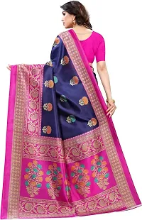 Stylish Navy Blue Cotton Silk Saree With Blouse Piece For Women-thumb3