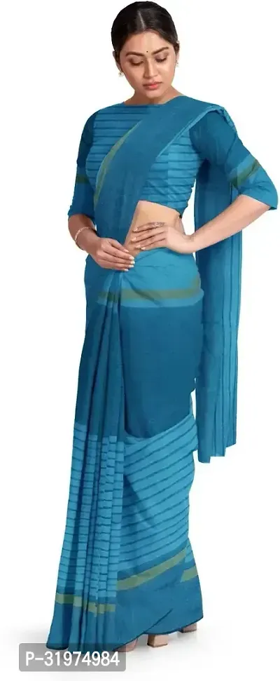 Stylish Blue Cotton Silk Woven Design Saree With Blouse Piece For Women-thumb0