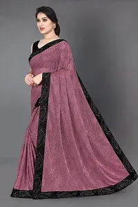 Stylish Purple Lycra Saree With Blouse Piece For Women-thumb4