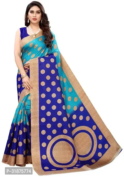 Stylish Blue Art Silk Saree With Blouse Piece For Women-thumb0