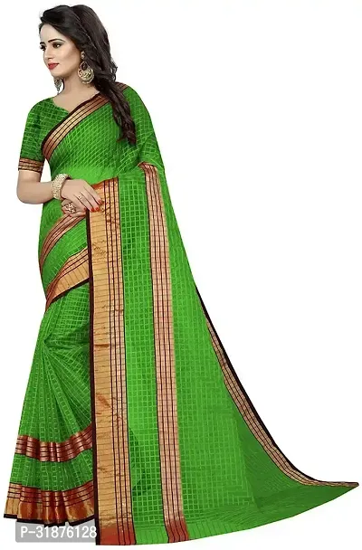 Stylish Green Net Saree With Blouse Piece For Women-thumb2