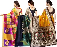 Stylish Multicoloured Cotton Silk Saree With Blouse Piece For Women Pack Of 3-thumb1