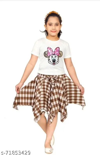Printed Cotton Blend Top and Bottom Set for Girl