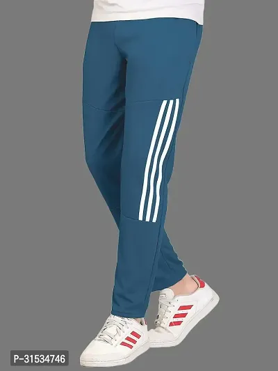 Stylish Blue Polyester Regular Track Pants For Men-thumb0