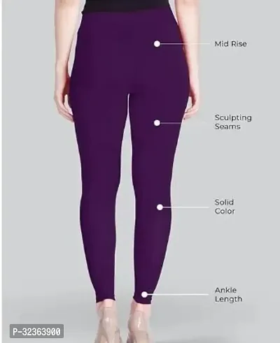 Stylish Blue Cotton Solid Leggings For Women-thumb2