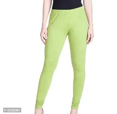 Stylish Green Cotton Solid Leggings For Women