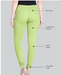 Stylish Green Cotton Solid Leggings For Women-thumb1