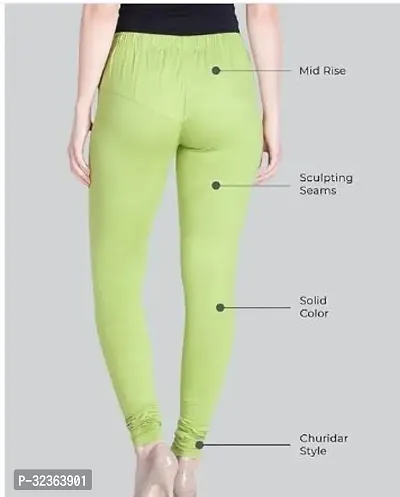 Stylish Green Cotton Solid Leggings For Women-thumb2