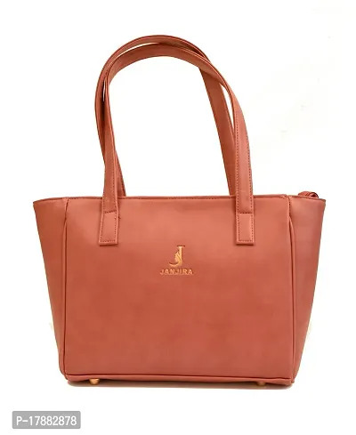 Stylish Orange PU Solid Tote Bags For Women