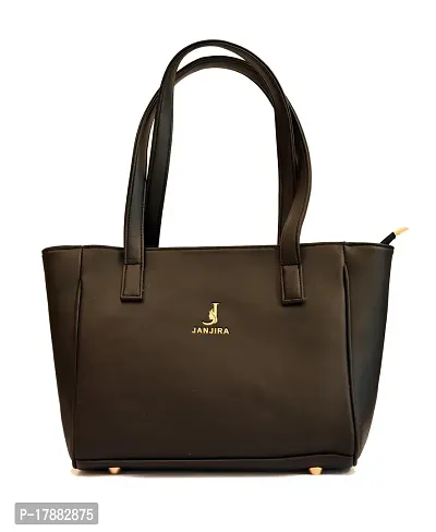Stylish Black PU Solid Tote Bags For Women