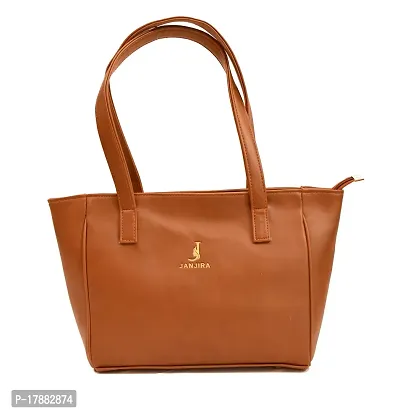 Stylish Brown PU Solid Tote Bags For Women-thumb0