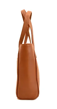 Stylish Brown PU Solid Tote Bags For Women-thumb1