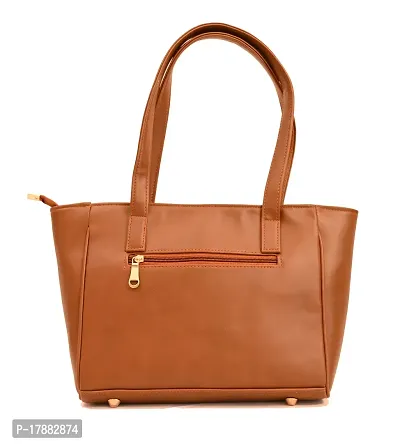 Stylish Brown PU Solid Tote Bags For Women-thumb3