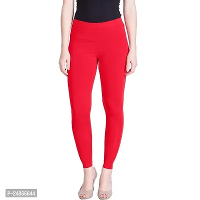 Ultra Soft Cotton Lycra Premium quality 4 Way Stretchable Ankle Fit Solid Regular Leggings for Womens and Girls - Red