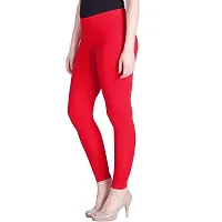 Ultra Soft Cotton Lycra Premium quality 4 Way Stretchable Ankle Fit Solid Regular Leggings for Womens and Girls - Red-thumb2