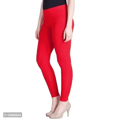 Ultra Soft Cotton Lycra Premium quality 4 Way Stretchable Ankle Fit Solid Regular Leggings for Womens and Girls - Red-thumb3