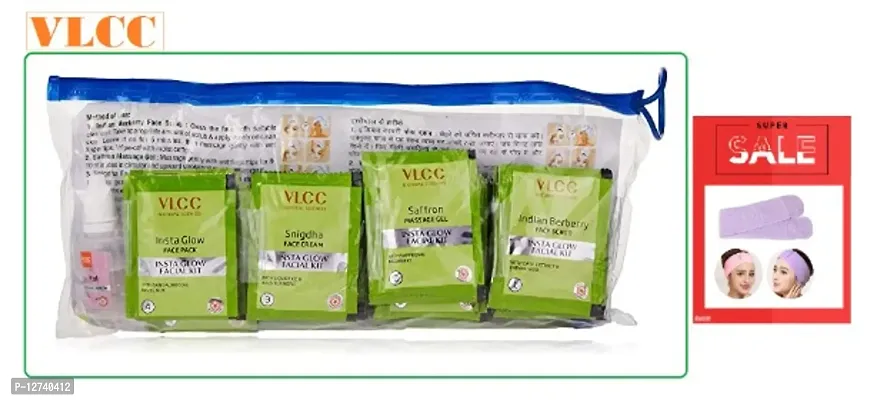 VLCC Salon Series Insta Glow pouch Facial Kit, 240g + 12ml pack of 1 WITH FACIAL BAND