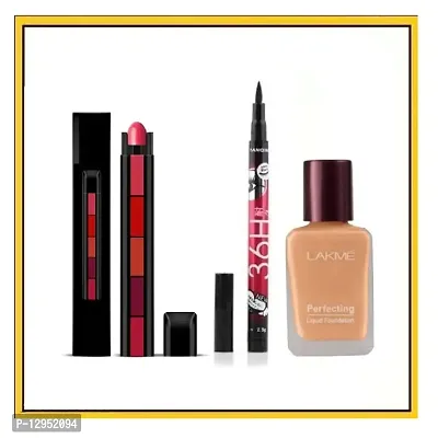 RED ADITION FIVE IN ONE MATTE LIPSTICK + 36H EYELINER WATERPROOF + LIQUID PERFECTING MATTE FOUNDATION 27ML