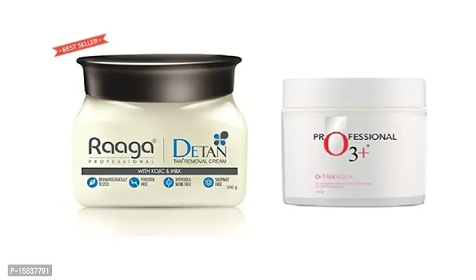 PROFESSIONAL RAAGA  DETAN REMOVING CREAM 490G + PROFESSIONAL O3+ DETAN PACK 300G-thumb0