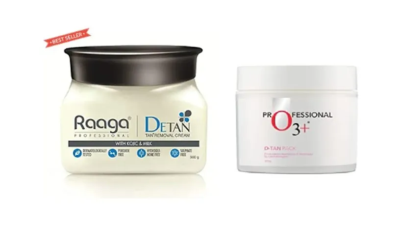 PROFESSIONAL RAAGA  DETAN REMOVING CREAM 490G + PROFESSIONAL O3+ DETAN PACK 300G