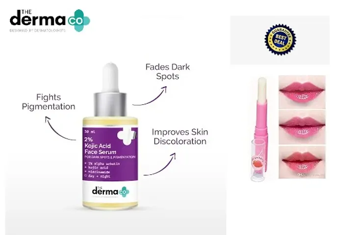 DERMA CO 2% KOJIC ACID FACE SERUM 30ML + PINK MAGIC LIP BALM