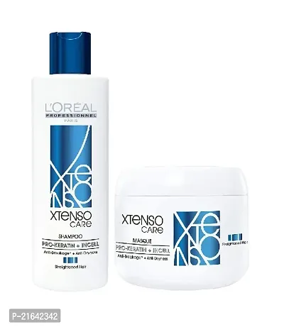 LOreacute;al Professionnel Xtenso Care Shampoo For Straightened Hair, 250 ML |Xtenso Care mask, 196 gm | Shampoo  Mask for Starightened Hair-thumb0