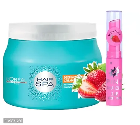 Lrsquo;Oreal Deep Nourishing Cream Bath Hair Spa 490gm + magic pink lip balm