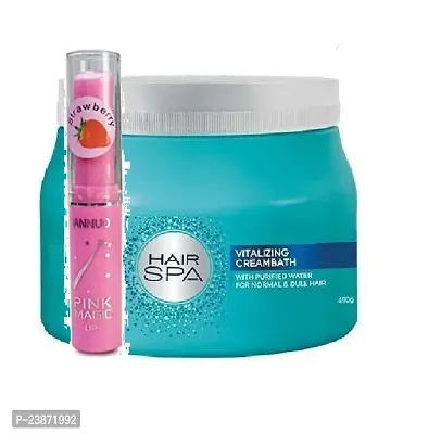 Hair Spa Vitalizing Creambath 490g + magic pink lip balm