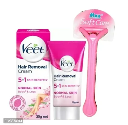 Veet Hair Removal Cream for Normal Skin , 30 g Cream + soft care razor-thumb0