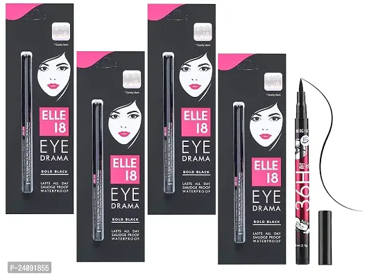 Elle 18 Eye Drama Black Kajal (pack of 4) +36h eyeliner-thumb0