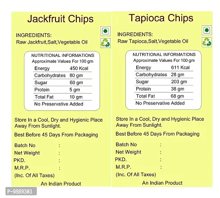 We Care Eco Products   Jackfruit Chips  Coconut Oil  and Tapioca Chips  Vegetable Oil    Kerala Special Homemade Chips    225g Each  Total 450g-thumb3