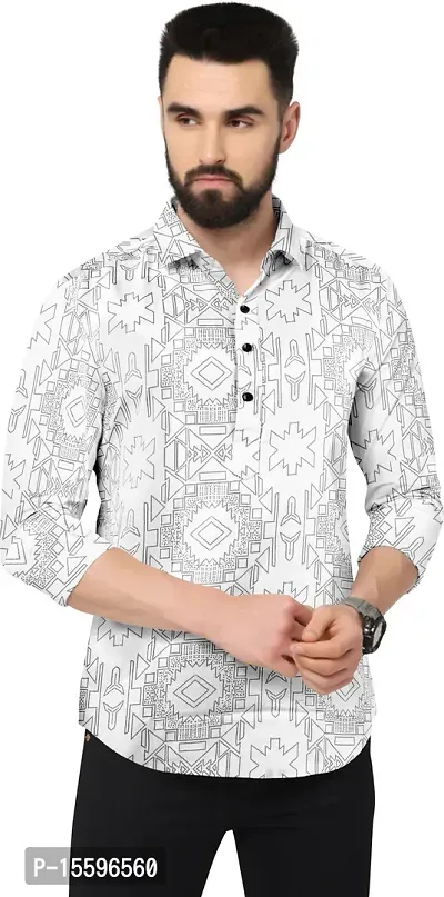 Reliable White Cotton Blend  Long Sleeves Casual Shirts For Men-thumb0