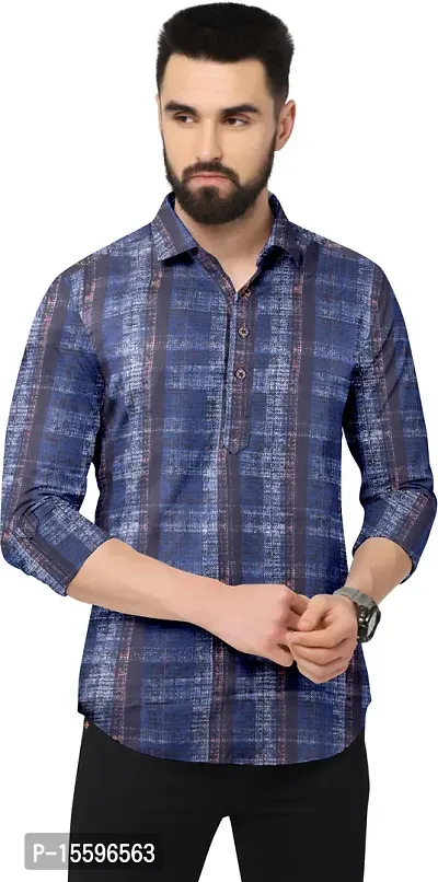 Reliable Blue Cotton Blend  Long Sleeves Casual Shirts For Men-thumb0