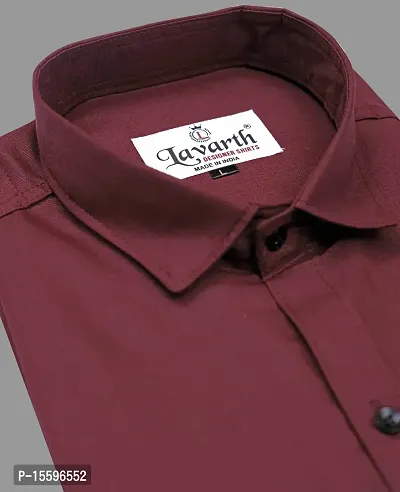 Reliable Maroon Cotton Blend  Long Sleeves Casual Shirts For Men