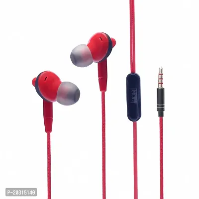 High quality earphone with mic , red color , earfit design , high quality sound and bass-thumb0