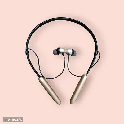 Bluetooth neckband earphone ,with mic , earfit design ,high quality sound and calling , upto 24 hour standby , golden color