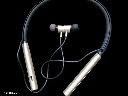Bluetooth neckband earphone ,with mic , earfit design ,high quality sound and calling , upto72hour standby , golden color