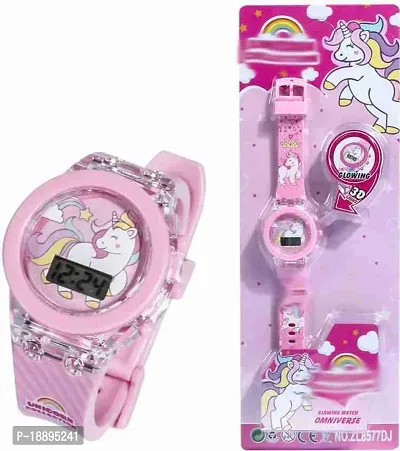 Kids Digital Led Glowing Light Unicorn Pink Watch for Girls Kids [ 3-7 Year]-thumb3