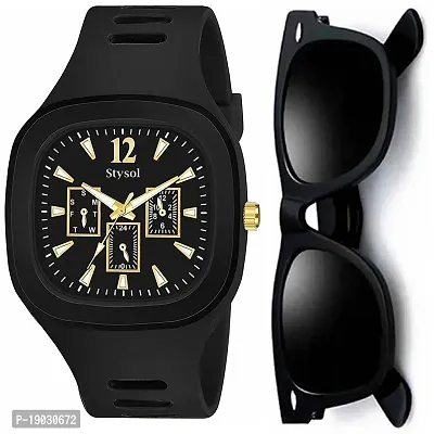 Multi Functional Sports Digital Dial Men's Watch With Black Stylish Sunglass Digital Watch - For Men Multi Functional Sports Digital Dial Men's Watch With Black Stylish Sunglass