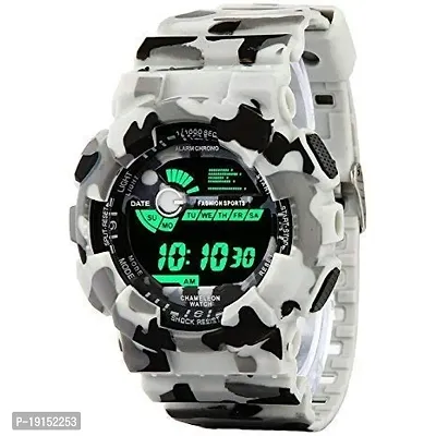 Fashion Analog-Digital Men's  Boy's Watch (Multicolored Dial, White Colored Strap)-thumb3