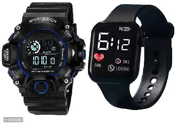 PUTHAK  Digital Watch Shockproof Multi-Functional Automatic 3 Colours Boader Black Waterproof Digital Sport Watch for Men's Kids Watch for Boys (Black)-thumb0