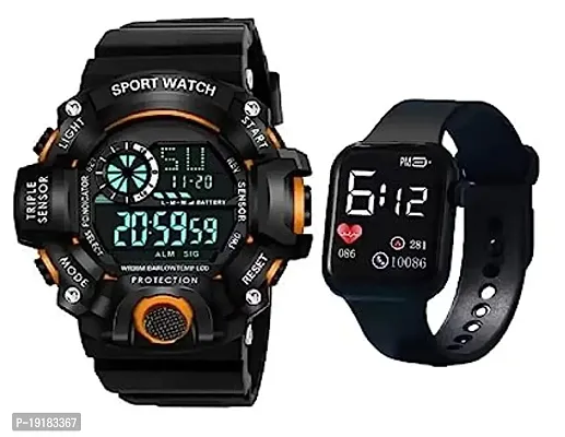 PUTHAK   Digital Watch Shockproof Multi-Functional Automatic 3 Colours Boader Black Waterproof Digital Sport Watch for Men's Kids Watch for Boys (Black)