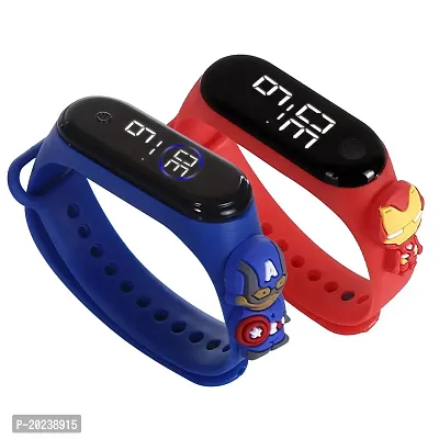 PUTHAK  Digital Dial Waterproof Stylish and Fashionable Wearable Smart Wrist Watch/LED Band for Kids/Rakhi/ 3D Cartoon Character Super Hero for Boys and Girls Combo..   PACK 2