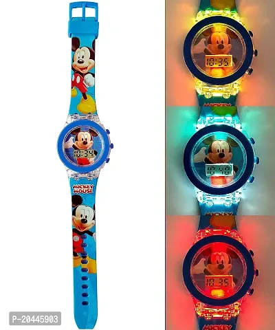 PUTHAK  Cute Mouse Character Digital Multicolored LED Glowing Light Wrist Watch for Kid's (Best Return Gift for Girl's   BLUE COLOR  PACK 1